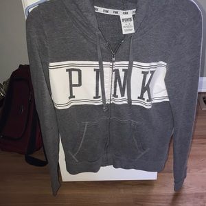 Pink zip up hooded sweatshirt